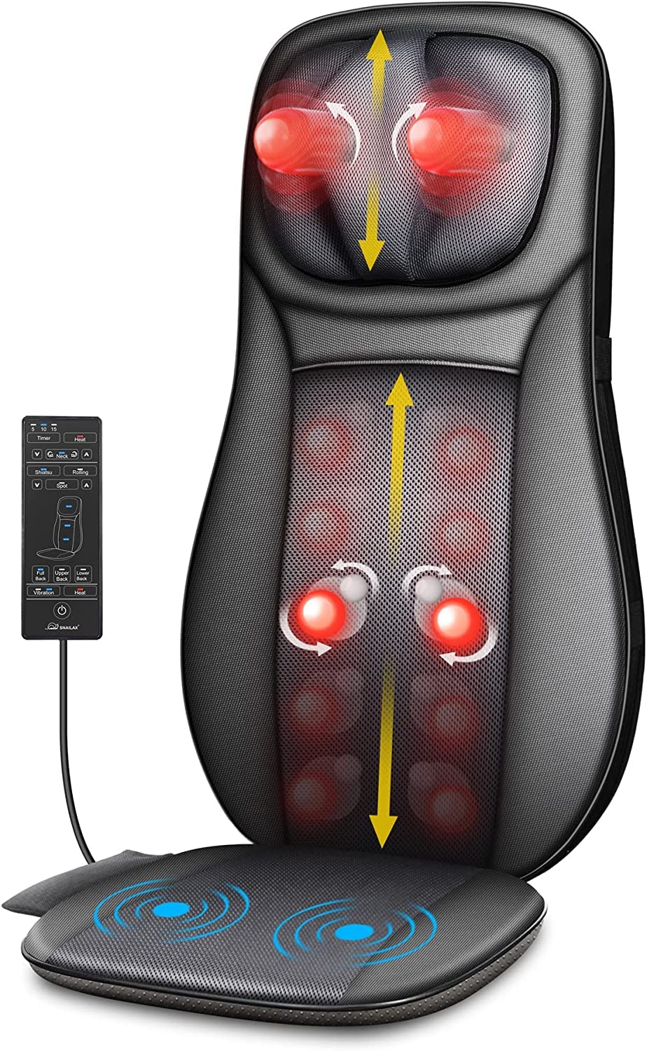 Snailax Back Massager with Heat, Shiatsu Massager Chair Full Body